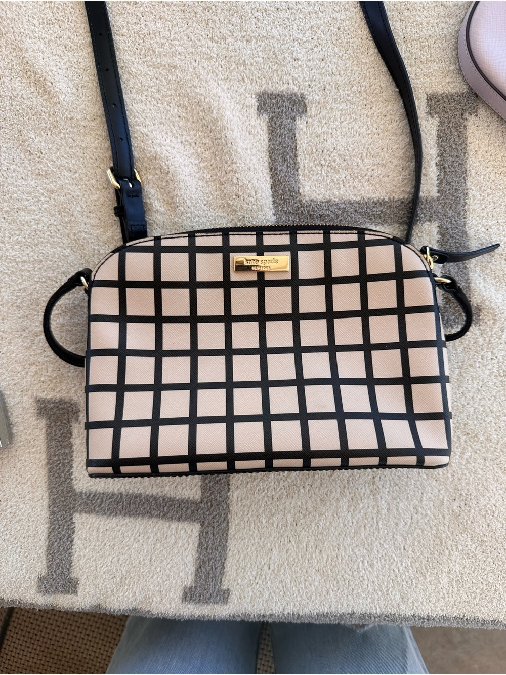 kate spade Pink and Black Grid Crossbody